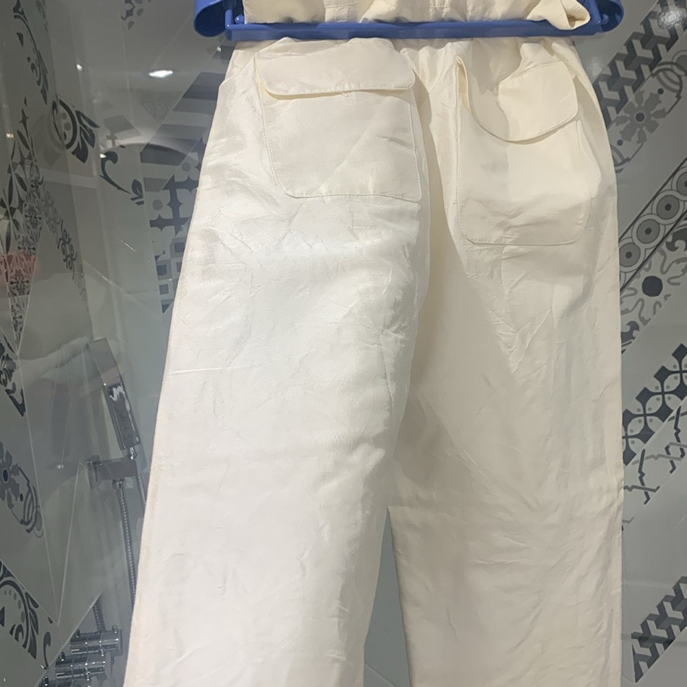 VTG Orna FarhoRARE Made in 🇫🇷 100% Silk Off White 2 Pieces High Rise Pants Set - Picture 5 of 17